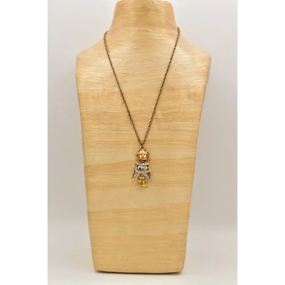 Vintage Prince Charming Necklace Heavy Pendant King Gold Silver Chunky BinA17